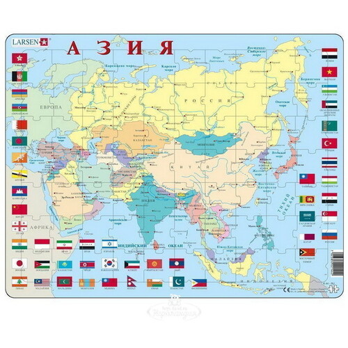 Пазл Карты и Континенты -  Азия, 70 элементов, 37*29 см LARSEN