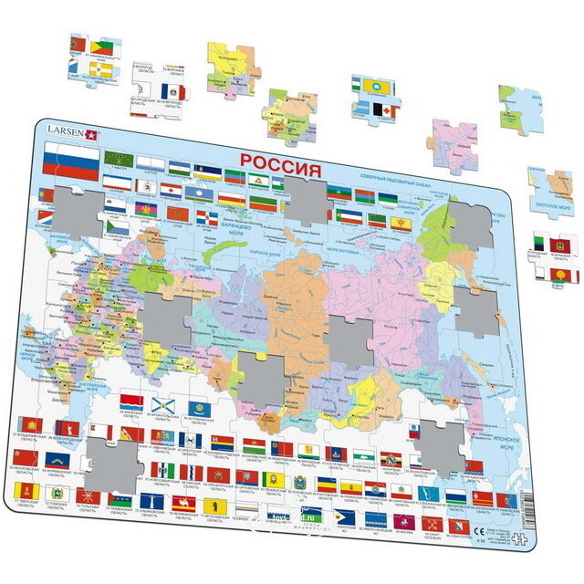 Пазл Карты и Континенты - Россия, 70 элементов, 37*29 см LARSEN
