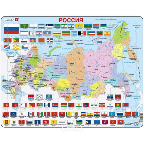 Пазл Карты и Континенты - Россия, 70 элементов, 37*29 см LARSEN