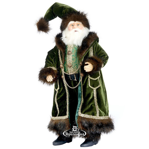 Коллекционная фигура Дед Мороз в зеленом бархатном наряде 46 см Katherine’s Collection