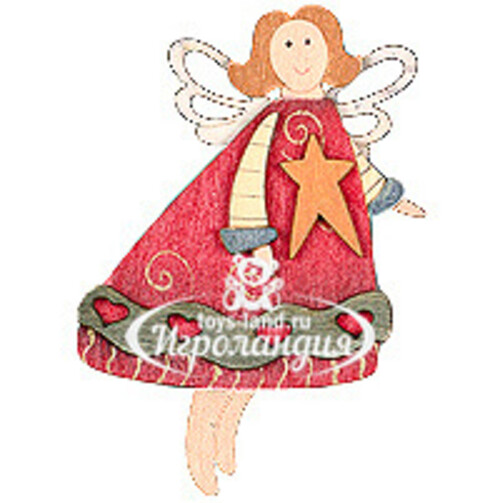 Магнит Фея с ажурными крылышками в красном платье стоящая 6*9 см Holiday Classics