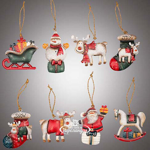 Набор елочных игрушек Новогодние волшебники 9 см 8 шт, металл Holiday Classics