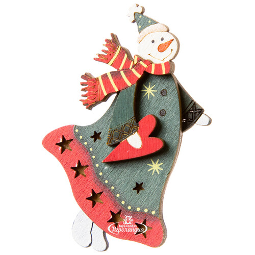 Новогодний магнит Снеговик с сердечком 8 см Holiday Classics