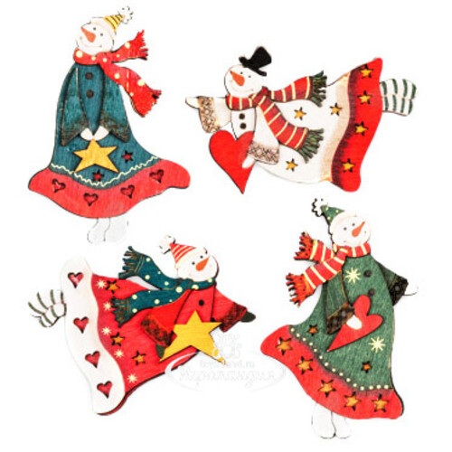 Новогодний магнит Летящий Снеговик со звездой 8 см Holiday Classics