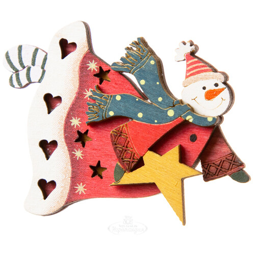 Новогодний магнит Летящий Снеговик со звездой 8 см Holiday Classics