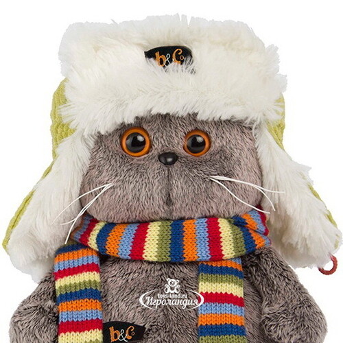Мягкая игрушка Кот Басик в зимней шапке 19 см Budi Basa