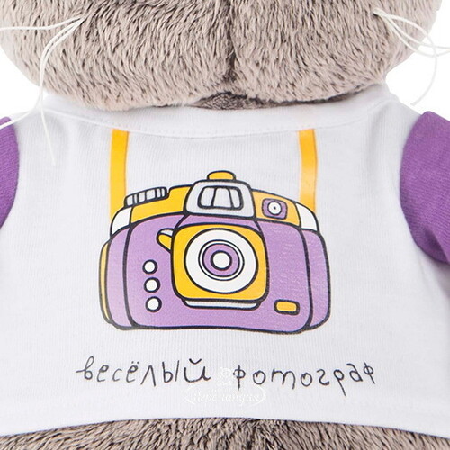 Мягкая игрушка Кот Басик в футболке - Веселый фотограф 22 см Budi Basa