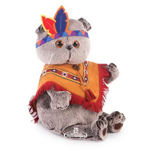Мягкая игрушка Кот Басик в костюме индейца 19 см Budi Basa