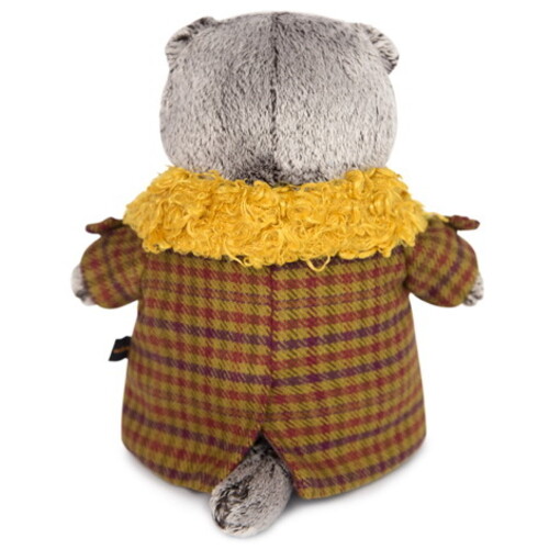Мягкая игрушка Кот Басик в пальто с жёлтым меховым воротником 22 см Budi Basa