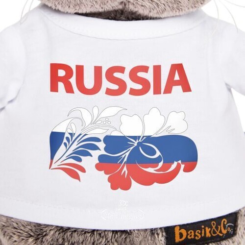 Мягкая игрушка Кот Басик в футболке с принтом Россия 25 см Budi Basa