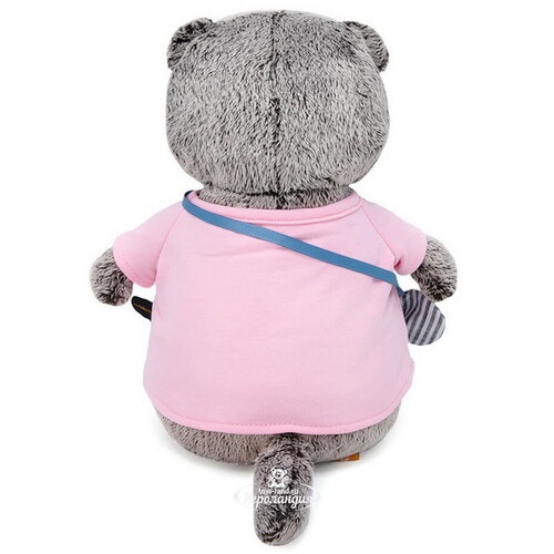 Мягкая игрушка Кот Басик в футболке и с сумочкой-слоник 25 см Budi Basa