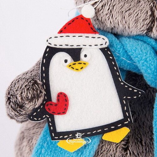 Мягкая игрушка Кот Басик в шарфике и с пингвином 22 см Budi Basa