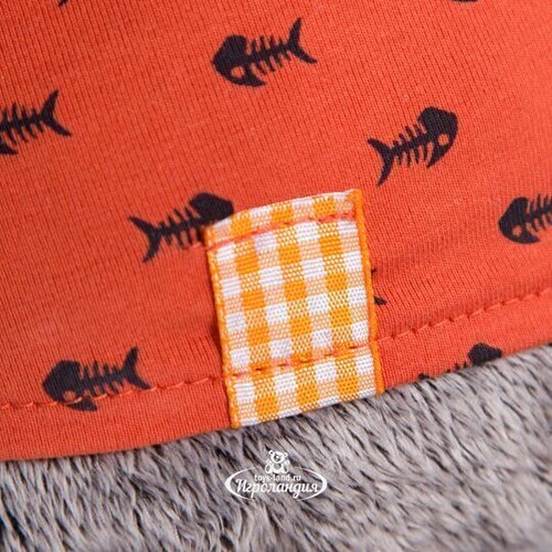 Мягкая игрушка Кот Басик в оранжевой футболке в рыбки с львенком 19 см Budi Basa
