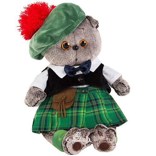 Мягкая игрушка Кот Басик в шотландском костюме 25 см Budi Basa