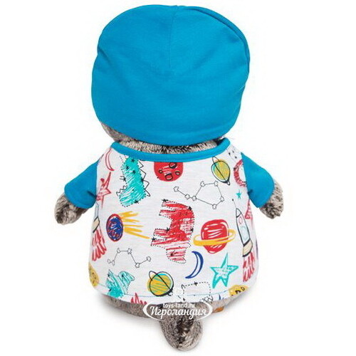 Мягкая игрушка Кот Басик в футболке космос и в шапочке 25 см Budi Basa