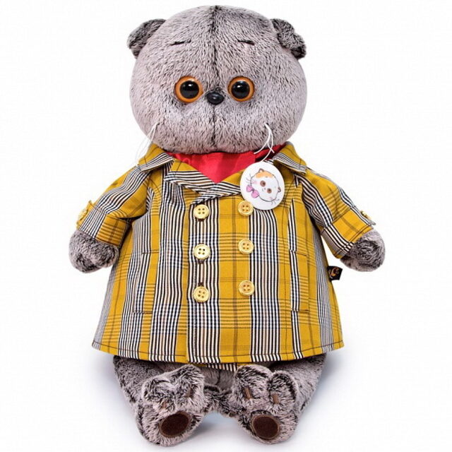 Мягкая игрушка Кот Басик в двубортном плаще 30 см Budi Basa