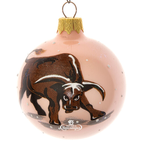Стеклянный елочный шар Бык Армандо 6 см Коломеев