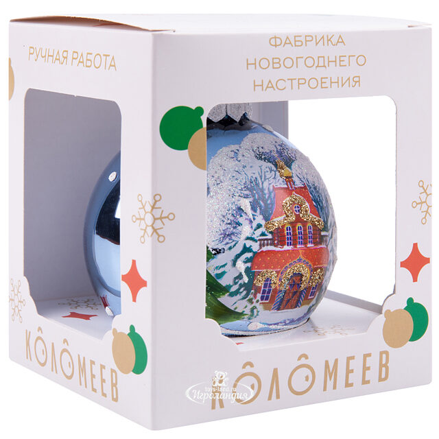 Стеклянный елочный шар Терем в Лесу 8 см Коломеев
