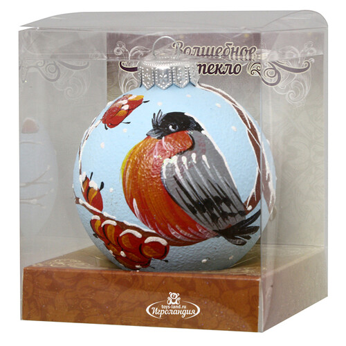Стеклянный елочный шар Добрый снегирь 8 см Коломеев