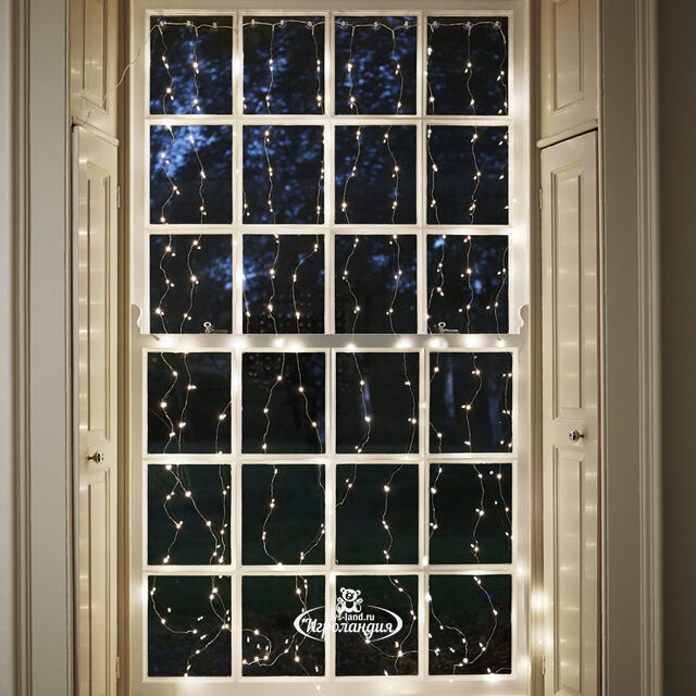 Гирлянда штора Роса 1.6*1.6 м, 256 теплых белых мини LED, серебряная проволока Торг Хаус