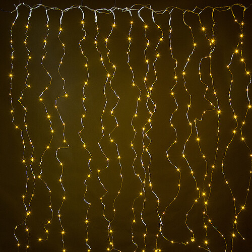 Гирлянда штора Роса 1.6*1.6 м, 256 желтых мини LED с мерцанием, серебряная проволока Торг Хаус