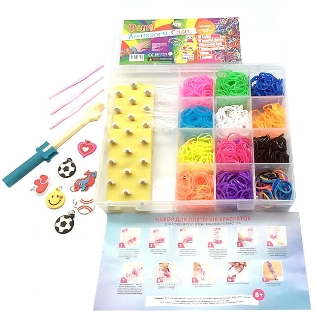 Большой набор для плетения из резиночек, 2400 шт, станок, 2 крючка Loom Bands