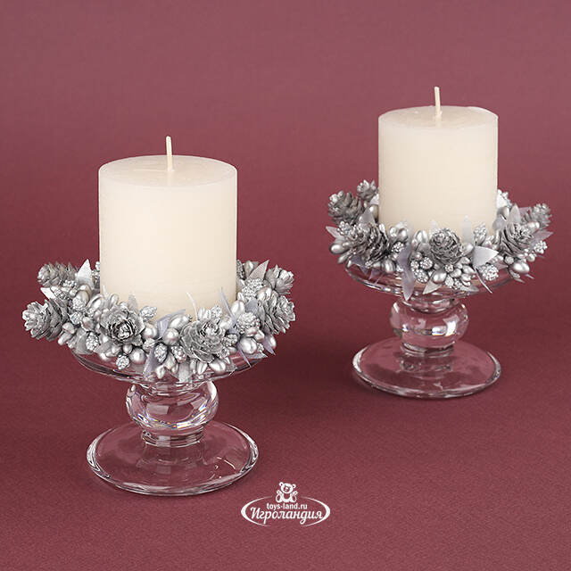 Венок для свечи Silver Pinecone 10 см Swerox