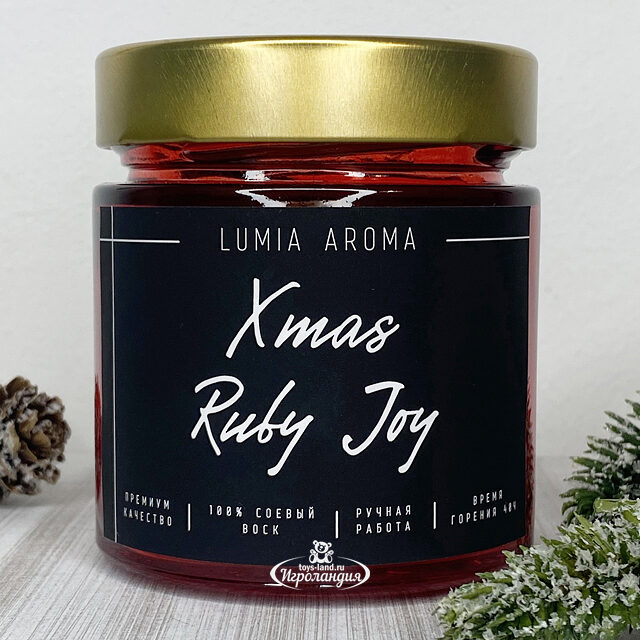 Ароматическая соевая свеча Xmas Ruby Joy 200 мл, 40 часов горения Lumia Aroma