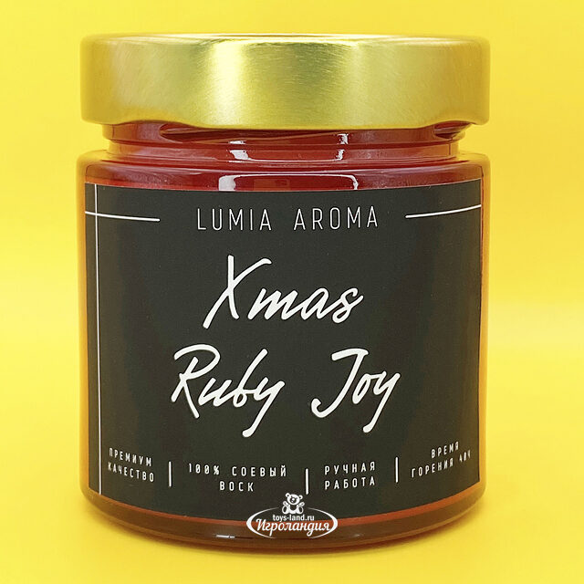 Ароматическая соевая свеча Xmas Ruby Joy 200 мл, 40 часов горения Lumia Aroma