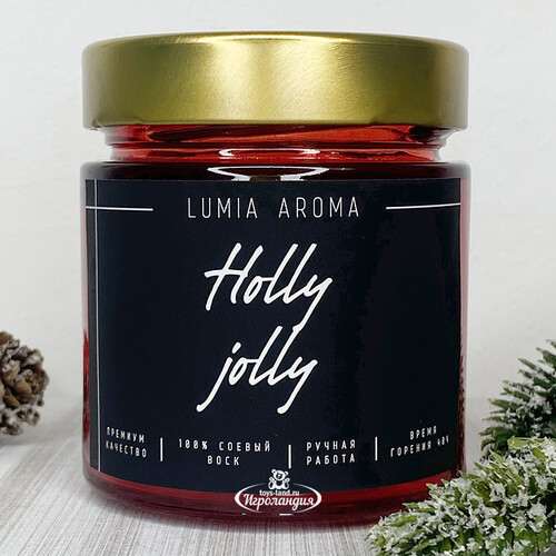 Ароматическая соевая свеча Holly Jolly 200 мл, 40 часов горения Lumia Aroma