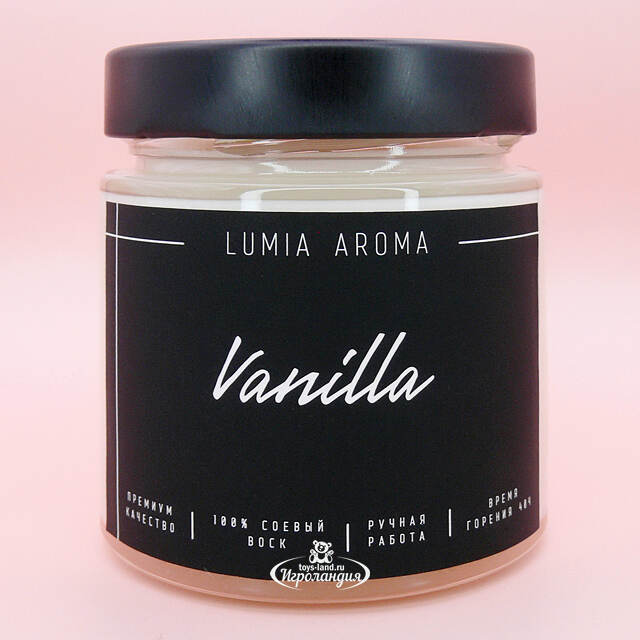 Ароматическая соевая свеча Vanilla 200 мл, 40 часов горения Lumia Aroma