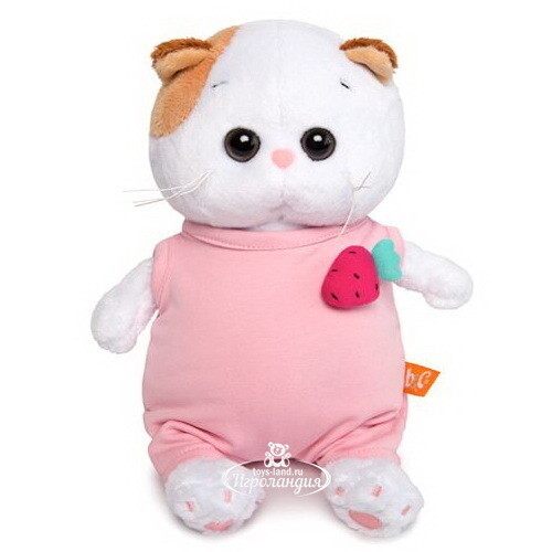 Мягкая игрушка Кошечка Лили Baby в розовом комбинезоне с клубничкой 20 см Budi Basa