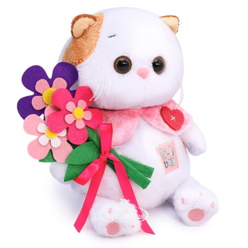 Мягкая игрушка Кошечка Лили Baby с цветами из фетра 20 см Budi Basa