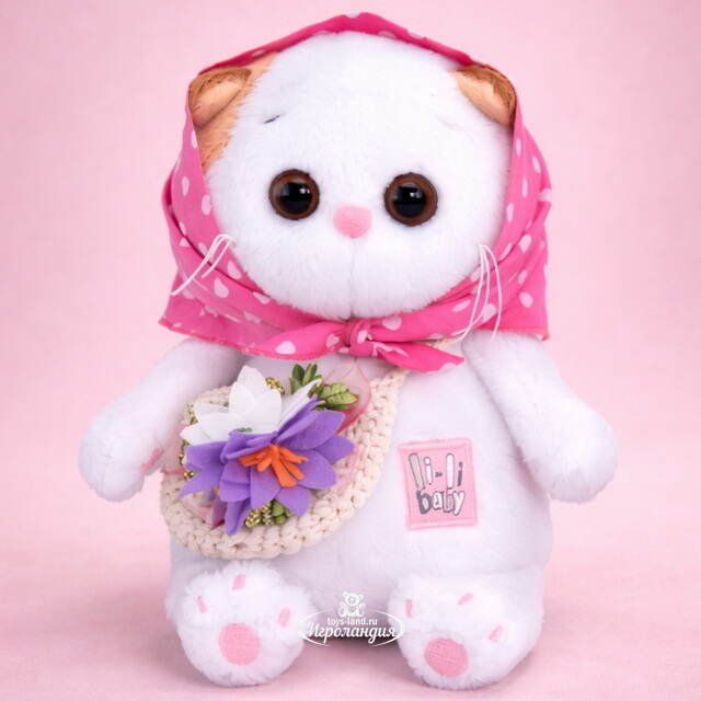 Мягкая игрушка Кошечка Лили Baby в косыночке и с корзинкой 20 см Budi Basa (Буди Баса)