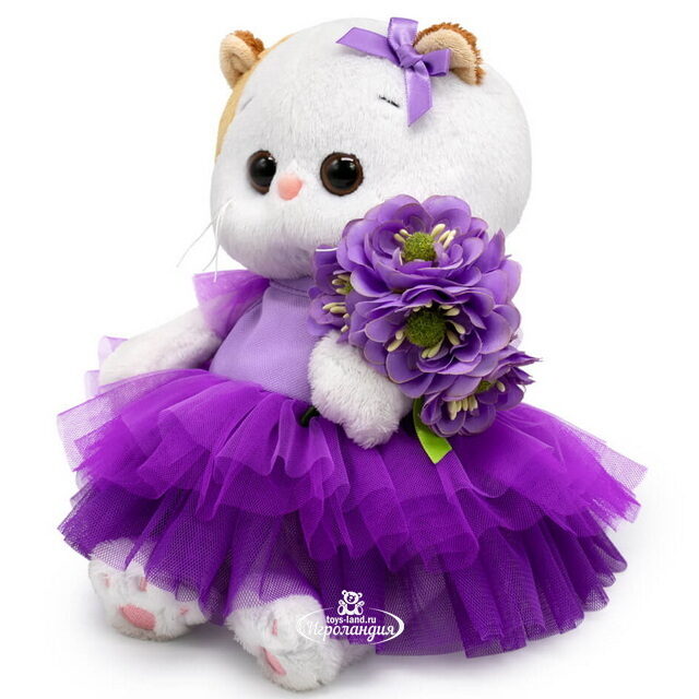 Мягкая игрушка Кошечка Лили Baby в лиловом платье и с букетом 20 см Budi Basa (Буди Баса)