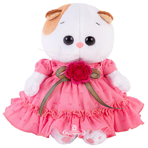 Мягкая игрушка Кошечка Лили Baby в платье с вязаным цветочком 20 см Budi Basa