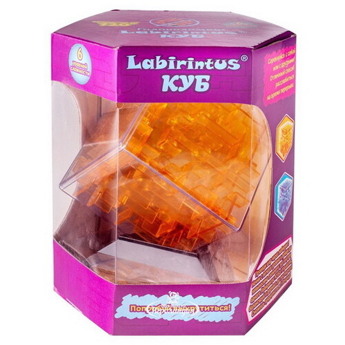 Головоломка Лабиринт Куб желтый 10 см Labirintus