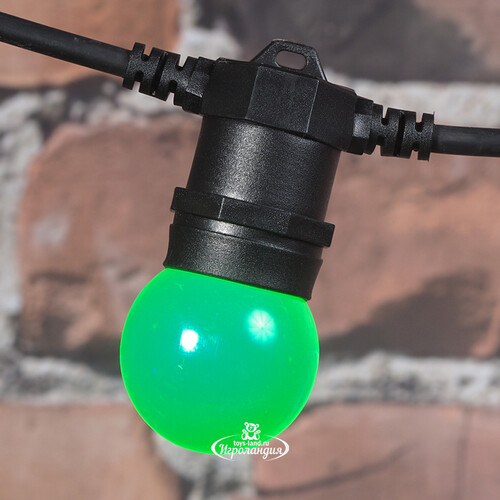 Гирлянда из лампочек Фиеста, 10 ламп, разноцветные LED, 5 м, черный каучук, соединяемая, IP44 Snowhouse
