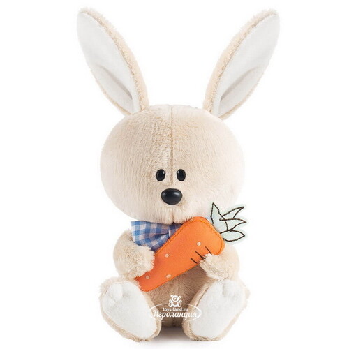 Мягкая игрушка Заяц Антоша с морковкой 15 см коллекция Лесята Budi Basa