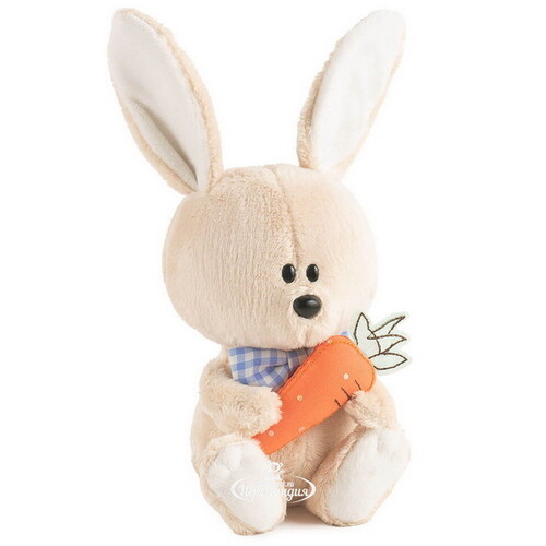 Мягкая игрушка Заяц Антоша с морковкой 15 см коллекция Лесята Budi Basa