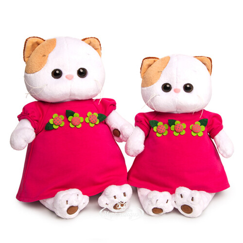 Мягкая игрушка Кошечка Лили в малиновом платье с цветочками 24 см Budi Basa