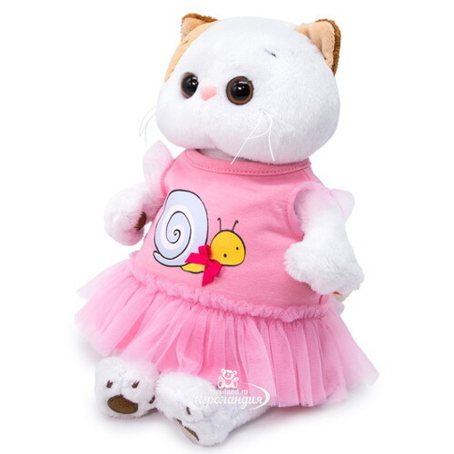 Мягкая игрушка Кошечка Лили в платье с принтом Улитка 27 см Budi Basa