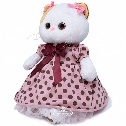 Мягкая игрушка Кошечка Лили в розовом платье в горох 24 см Budi Basa