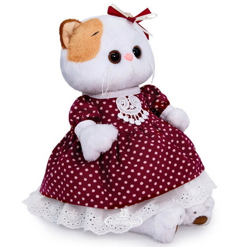 Мягкая игрушка Кошечка Лили в бордовом платье 27 см Budi Basa