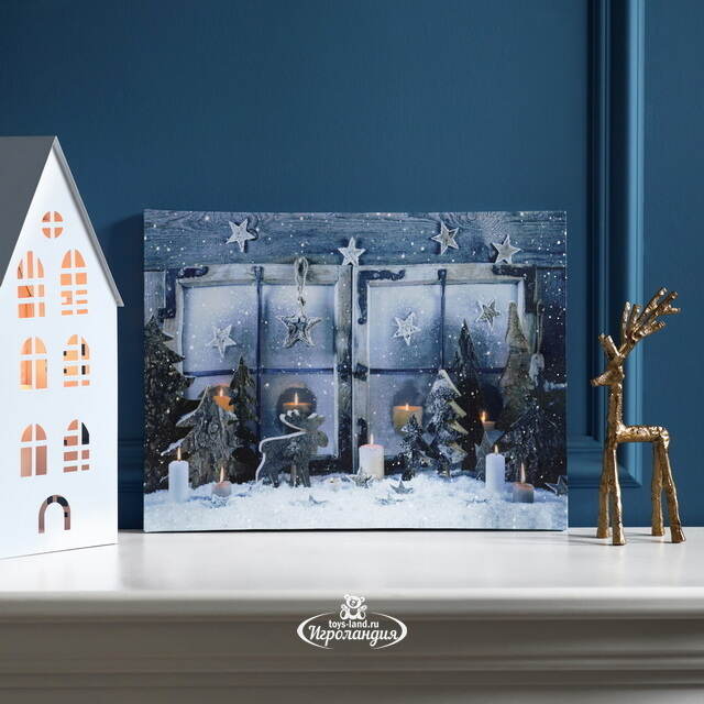 Светодиодная картина Зимняя Ночь 40*30 см, батарейки Snowhouse (Сноухаус)