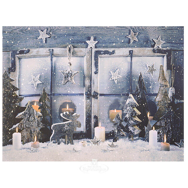 Светодиодная картина Зимняя Ночь 40*30 см, батарейки Snowhouse (Сноухаус)