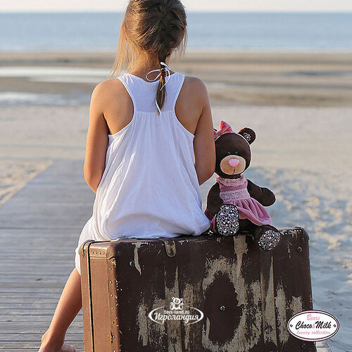 Мягкая игрушка Медведь Milk в розовом бархатном платье 25 см, Orange Choco&Milk Orange Toys