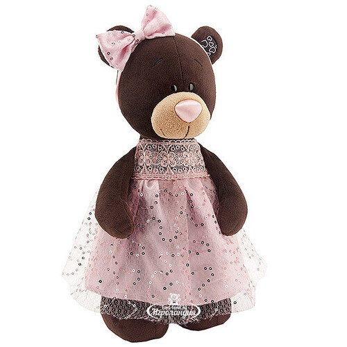 Мягкая игрушка Медведь Milk в платье с блёстками 35 см, Orange Choco&Milk Orange Toys