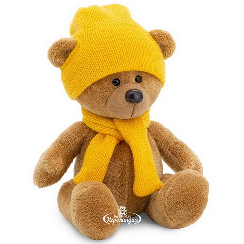 Мягкая игрушка Медведь Топтыжкин коричневый 17 см в жёлтом шарфе и шапочке, Orange Exclusive Orange Toys