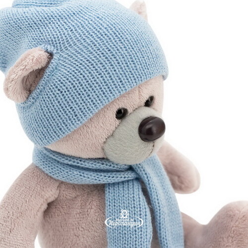 Мягкая игрушка Медведь Топтыжкин серый 25 см в голубом шарфе и шапочке, Orange Exclusive Orange Toys